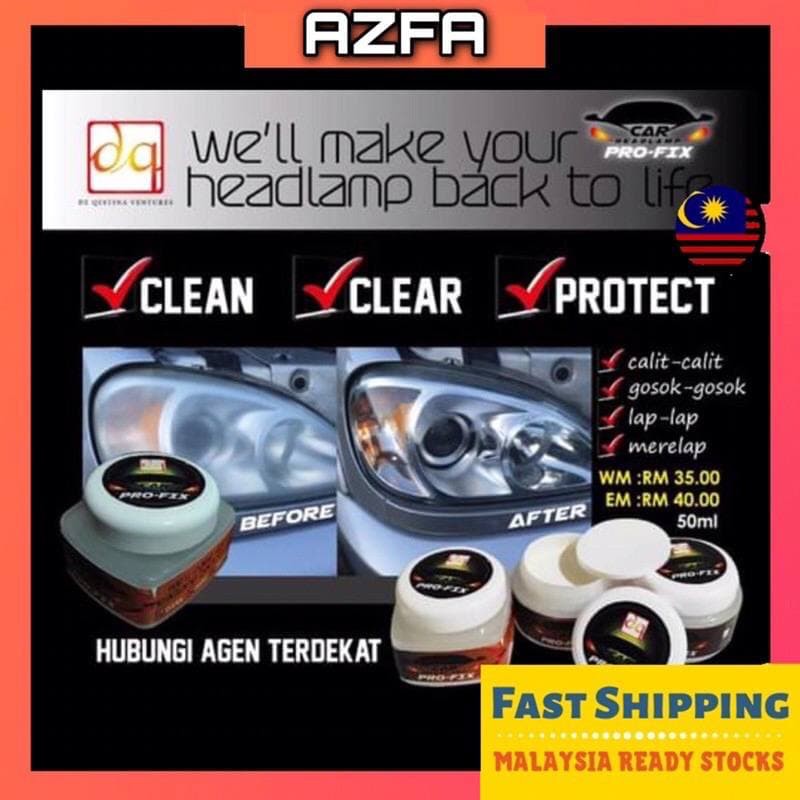 Profix Car Head Lamp Pro Fix Headlamp Wax Polish Pro Fix Headlamp Cleaner Headlamp Polish Penggilat Lampu Shiner Shopee Singapore