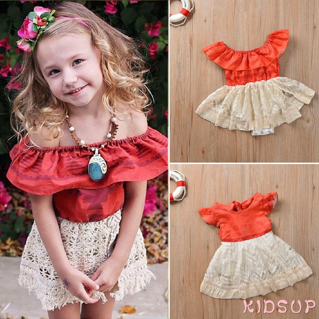 Toddler Baby Girl Kid Moana Costume Polynesian Fancy Dress Summer Clothes Shopee Singapore