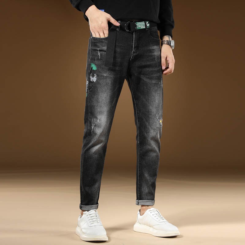 Men S Cool Design Jeans New Fashion Slim Fitted Denim Pants Long Seluar Jean Europe Cool Shopee Singapore