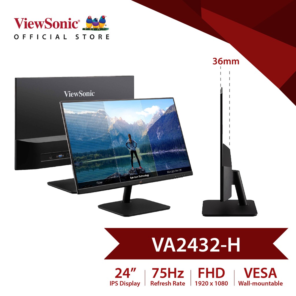 Download VA2432-H ( 3 years warranty) ViewSonic 24" 75Hz FHD IPS Monitor with Frameless Design (HDMI ...