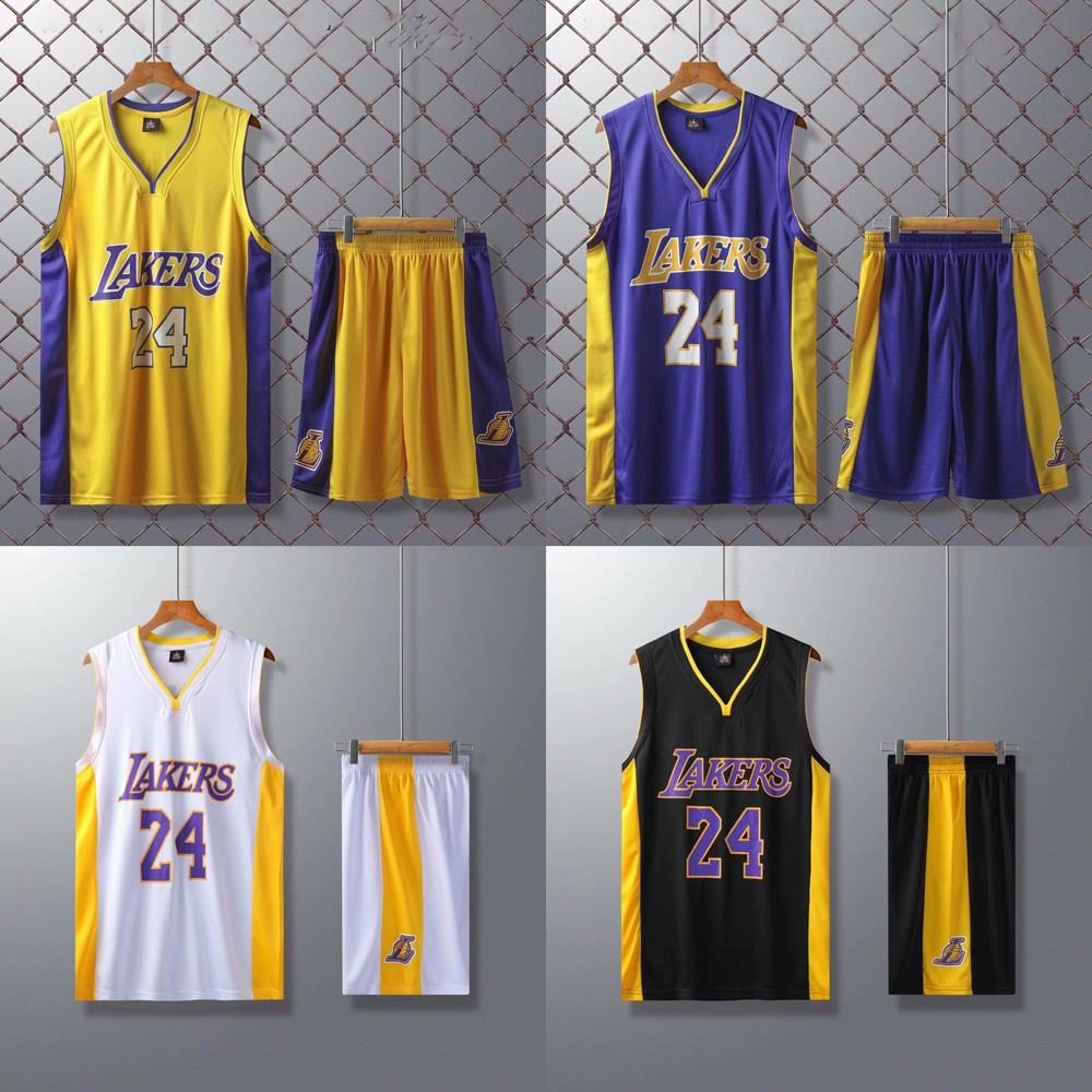 NBA Los Angeles Lakers Kobe 24 Vintage Jersey Set V Neck Basketball