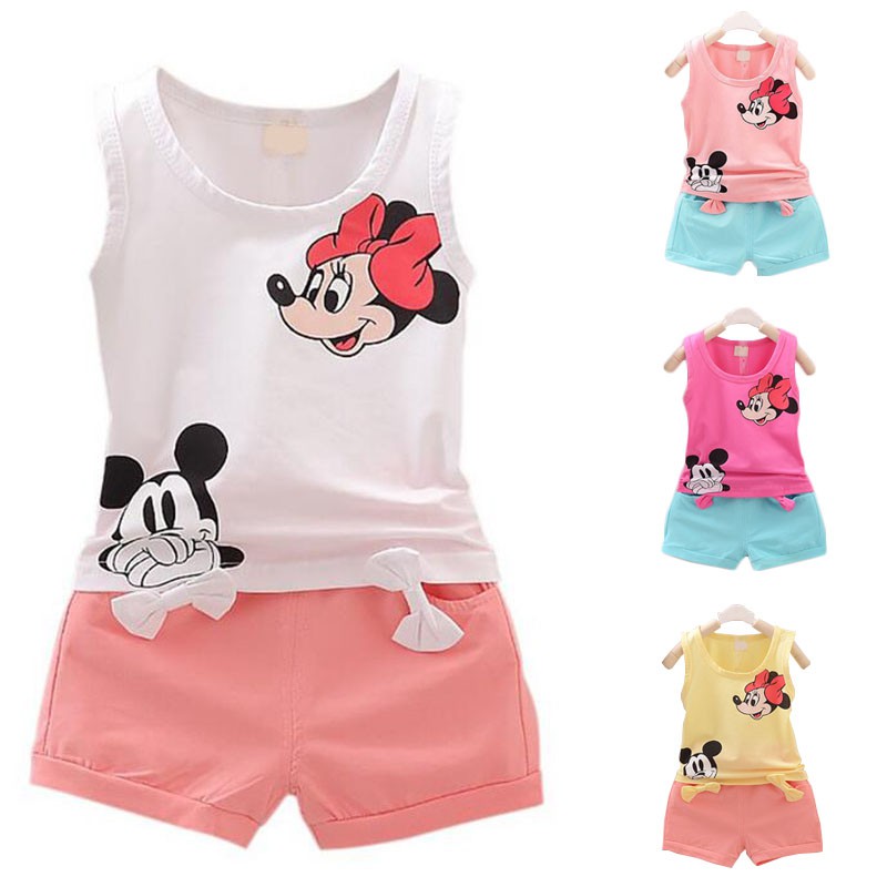 Kids Girls Child Cartoon Tops A-shirt+ Shorts set | Shopee Singapore