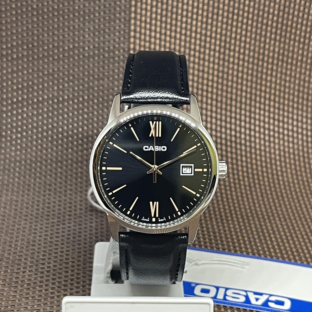 Casio MTP-V002L-1B3 Standard Analog Black Leather Strap Men's Dress Watch