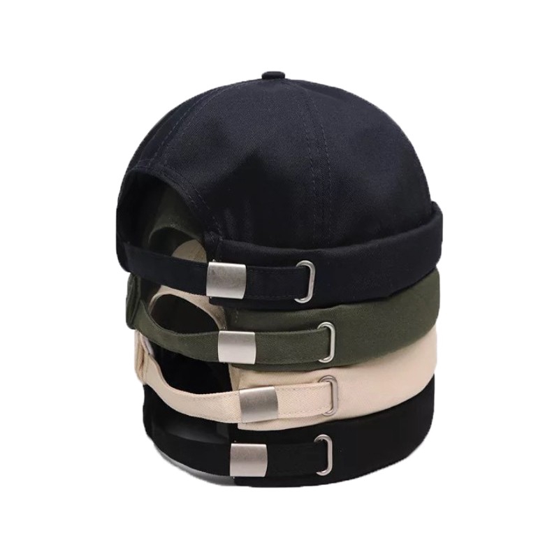 Sailor Cap Brimless Hat Docker Hat pure colour Vintage melon skin cap pure cotton unisex Beanie hat