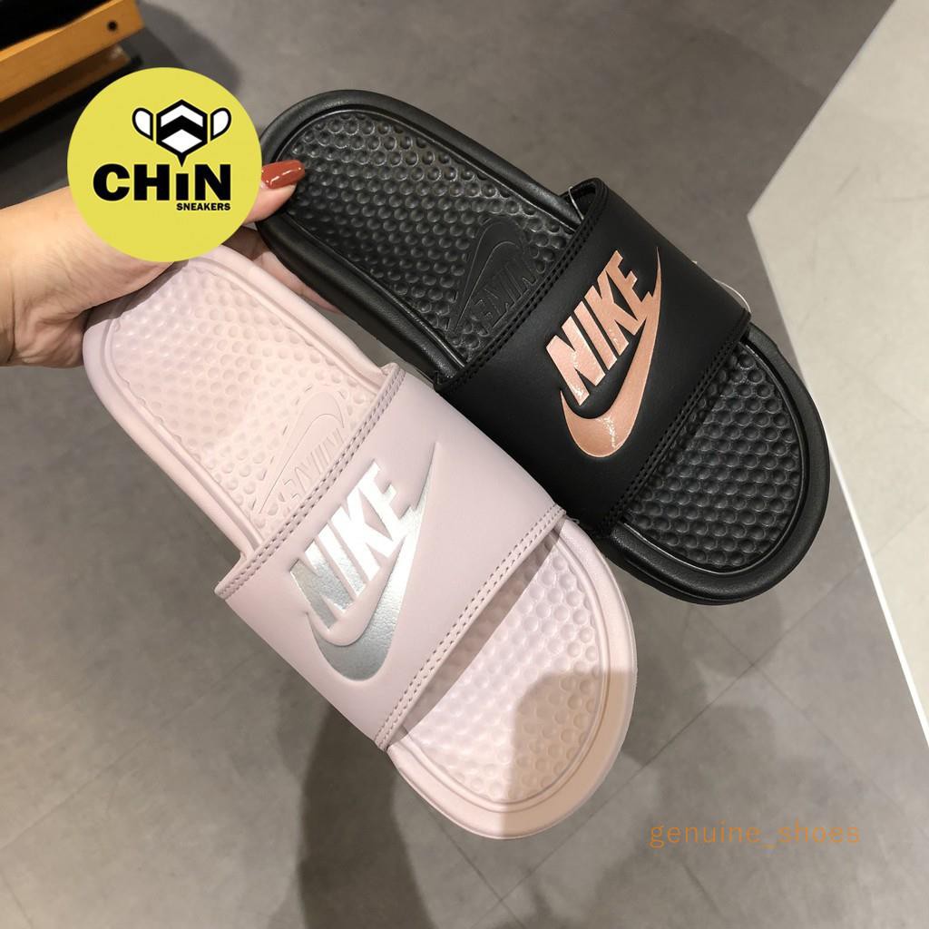 nike benassi black rose gold