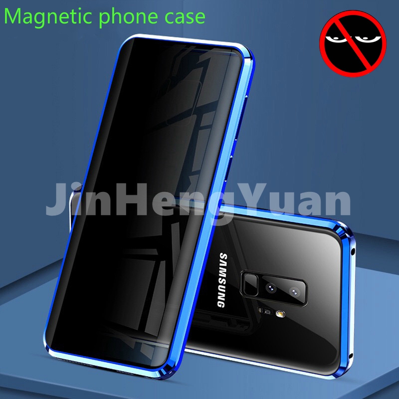Privacy Metal Magnetic Tempered Glass Phone Case For Samsung Galaxy S8 S9 S10 Plus Note 8 9 10 Magnetic Antispy Protective Cover Shopee Singapore