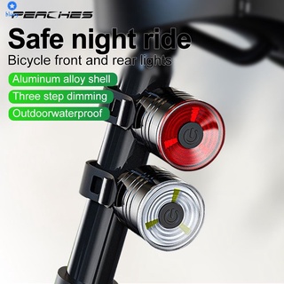  New Product Bicycle Taillight Aluminum Alloy Helmet Light Night Riding Warning Light Mountain Bike Led Headlight Taillight 【Bluey】