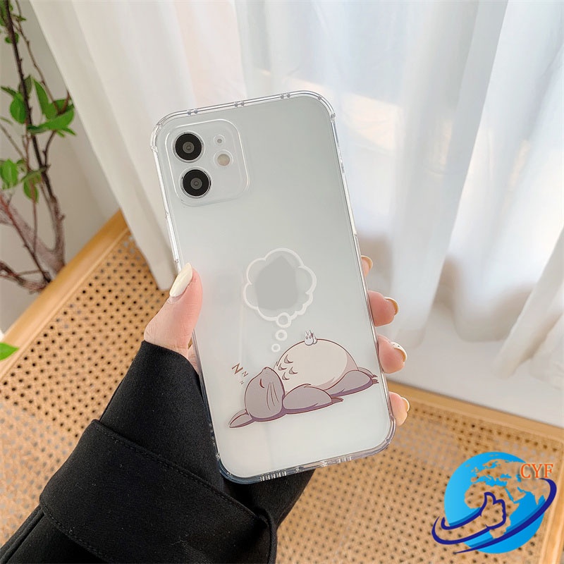 Creative Totoro Pattern Transparent Clear Case for iPhone 14 13 12 11 Pro Max XR X XS Max 7 8 Plus Soft Cover Shocproof Casing