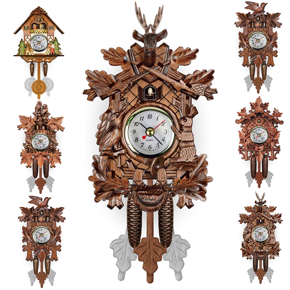 Wood Decorative Wall Clock Living Room Pendulum Hanging Cuckoo