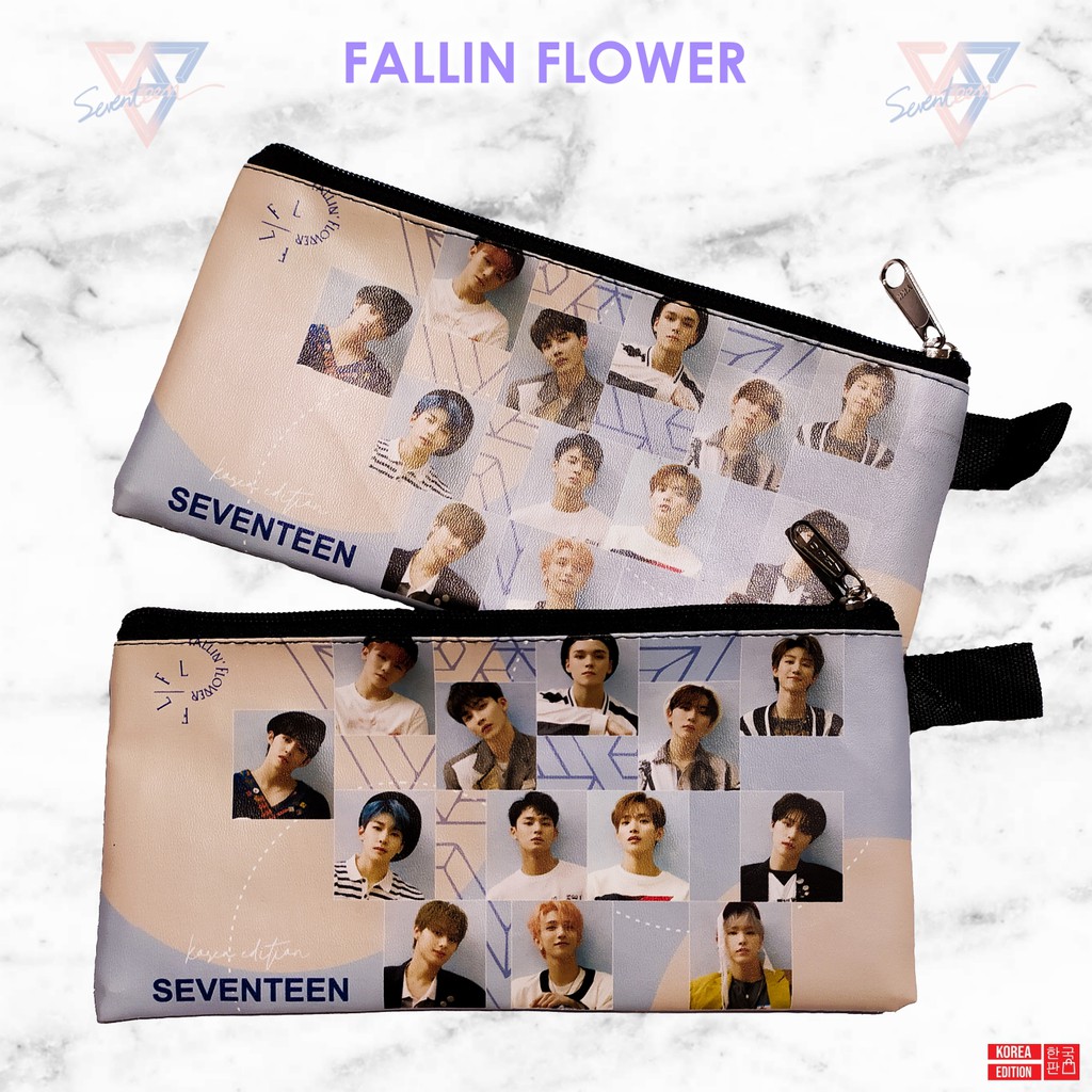 Seventeen Fallin Flower Printing Pencil Case Mingyu Wonwoo Kpop Stationary Shopee Singapore - seventeen kpop roblox