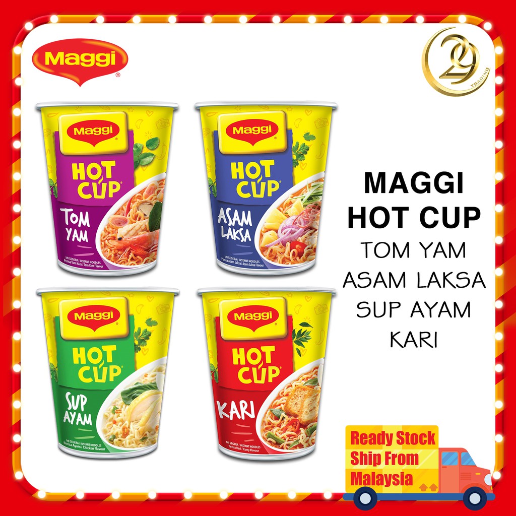 Maggi Hot Cup Curry Asam Laksa Tom Yam Chicken Cup Cup Per Pack Shopee Singapore