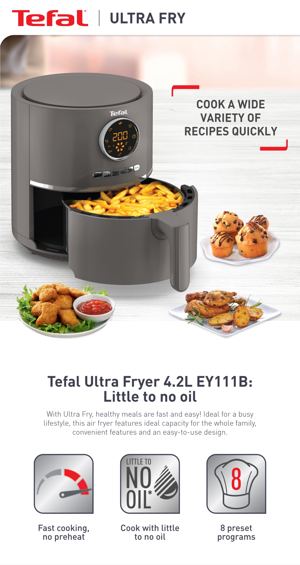 Tefal EY111B Ultra Fryer 4.2L Shopee Singapore