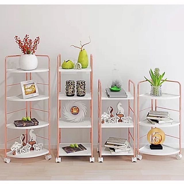 Scandinavian Rose Gold Corner Shelf Rack Trolley Shopee Singapore