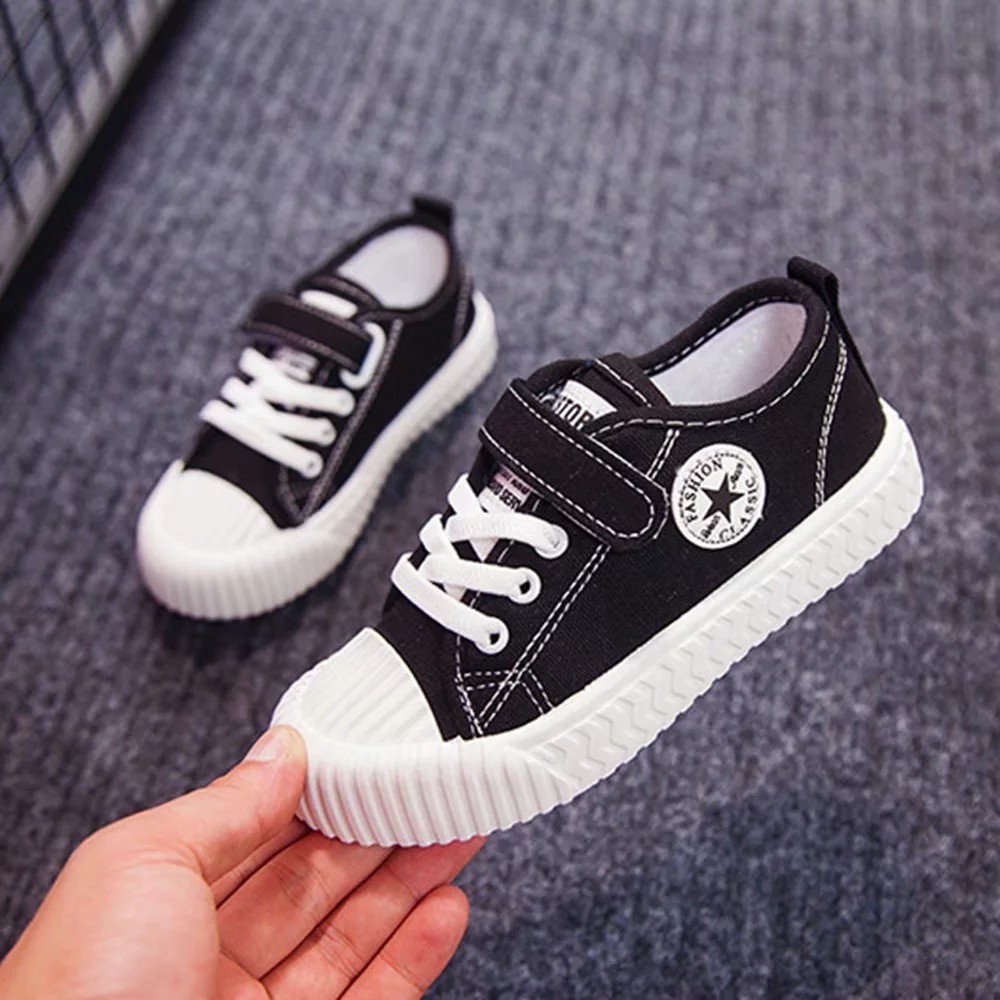 kids black canvas shoes