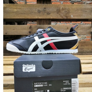 Onitsuka 66 sports shoes black and white red leather shoes casual men's shoes and women's Tigers shoes #0