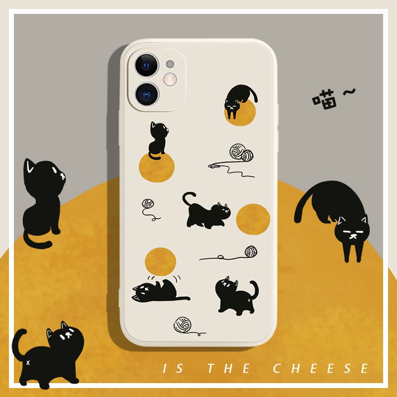 Cute black cat silicone case iphone 13 pro max case iphone 7plus case iphone 12 11 7 8 IPhone se2020 case IPhoneX XR XS