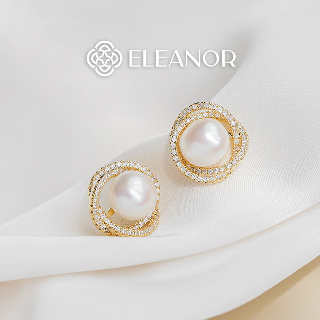 Bông tai nữ ngọc trai nhân tạo đính đá Eleanor Accessories chuôi bạc