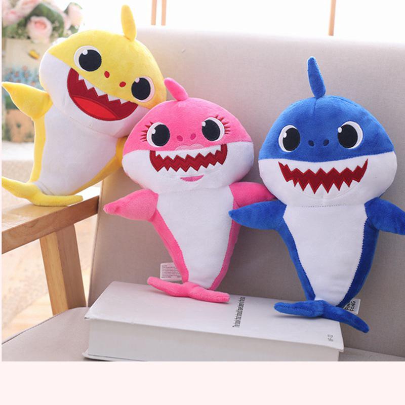 Baby Shark Singing Music Glowing Stuffed Plush Doll Cute Animal Kids ...