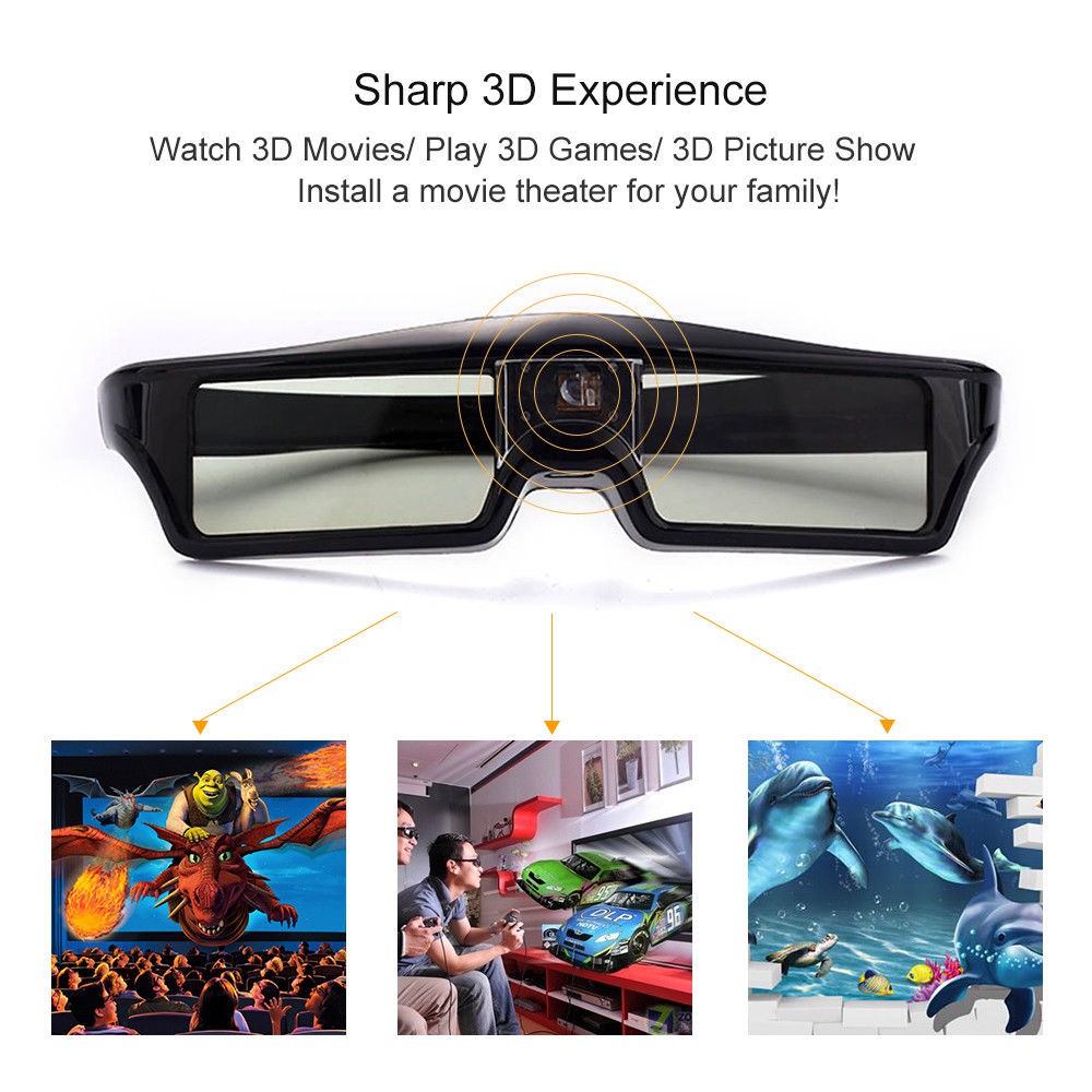 Active Shutter Dlp Link 3d Glasses Hd 750 1 For 3d Dlp Projector 96 144hz Shopee Singapore
