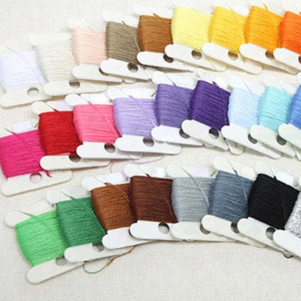 Voll120pcsset plastic bobbins spool thread card embroidery floss diy