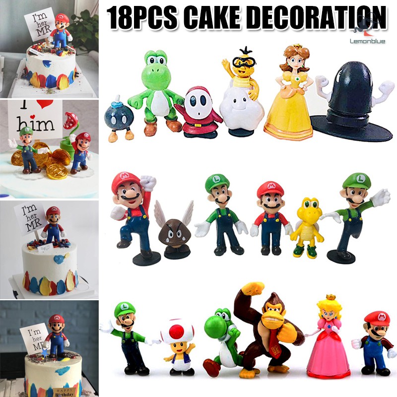 5pcs set Super Mario Bros Action Figure Mini Figurines Cake topper doll Toy Gift 