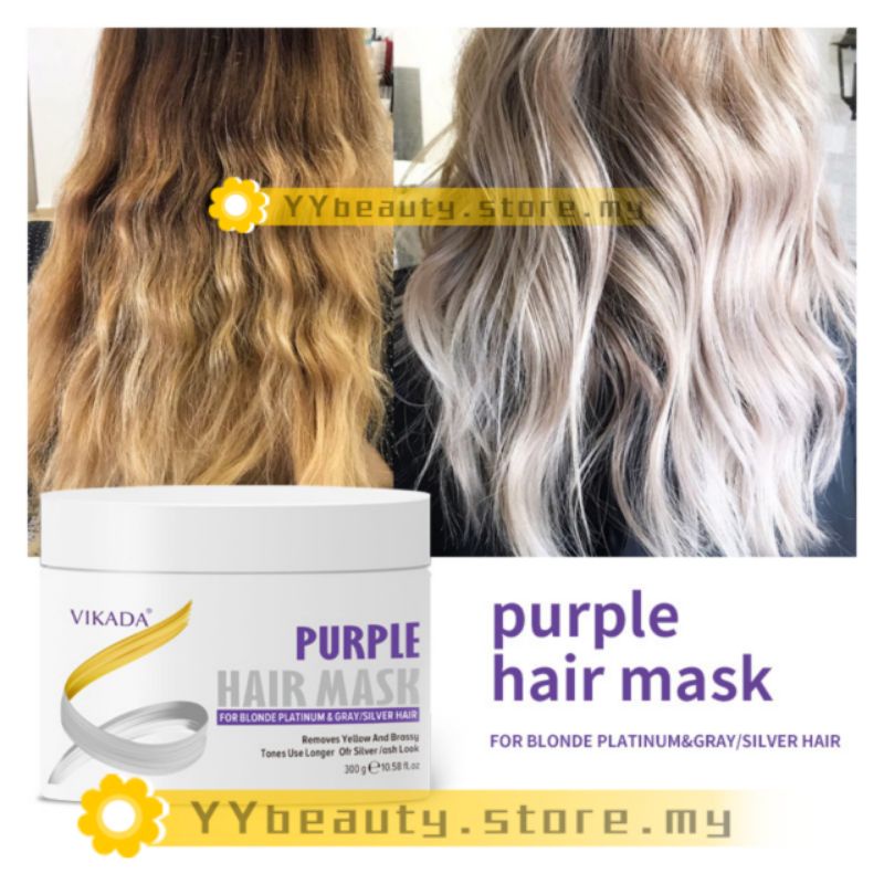 Vikada Yellow Hair Remover Purple Mask 300ml Blonde Bleached Brassy Hair  Anti-Brassy Silver/Purple Shampoo / no yellow | Shopee Singapore