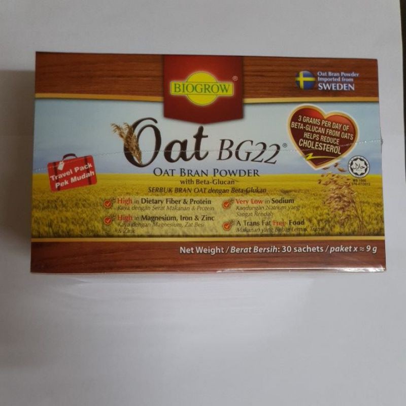 Biogrow Oat BG22 Oat Bran Powder 30schets x 9g (Expiry Date10/2024