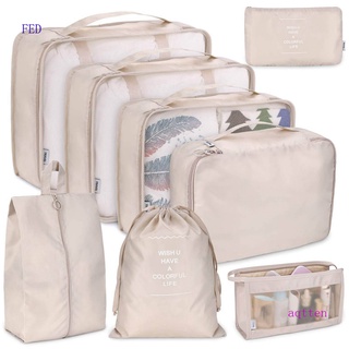 FED 8Pcs/set Storage Bags Waterproof Travel Portable Luggage Organizer Packing Cubes