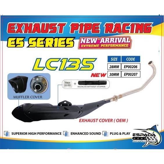 Espada Exhaust Lc135 V1 V6 28mm 30mm 32mm Lc135v5 Model Standard Cutting E4 V5 E5 Shopee Singapore