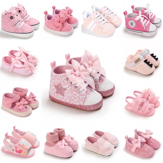 Pink Baby Shoes Binyag Girl Princess Toddler Shoes Newborn Flats Fashion Christening Sandals 0-18M