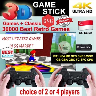 [Original SG Version] [Ready Stock] 30000 3D and Retro Classic Games 4K 64GB Wireless Portable Video Game Stick Console