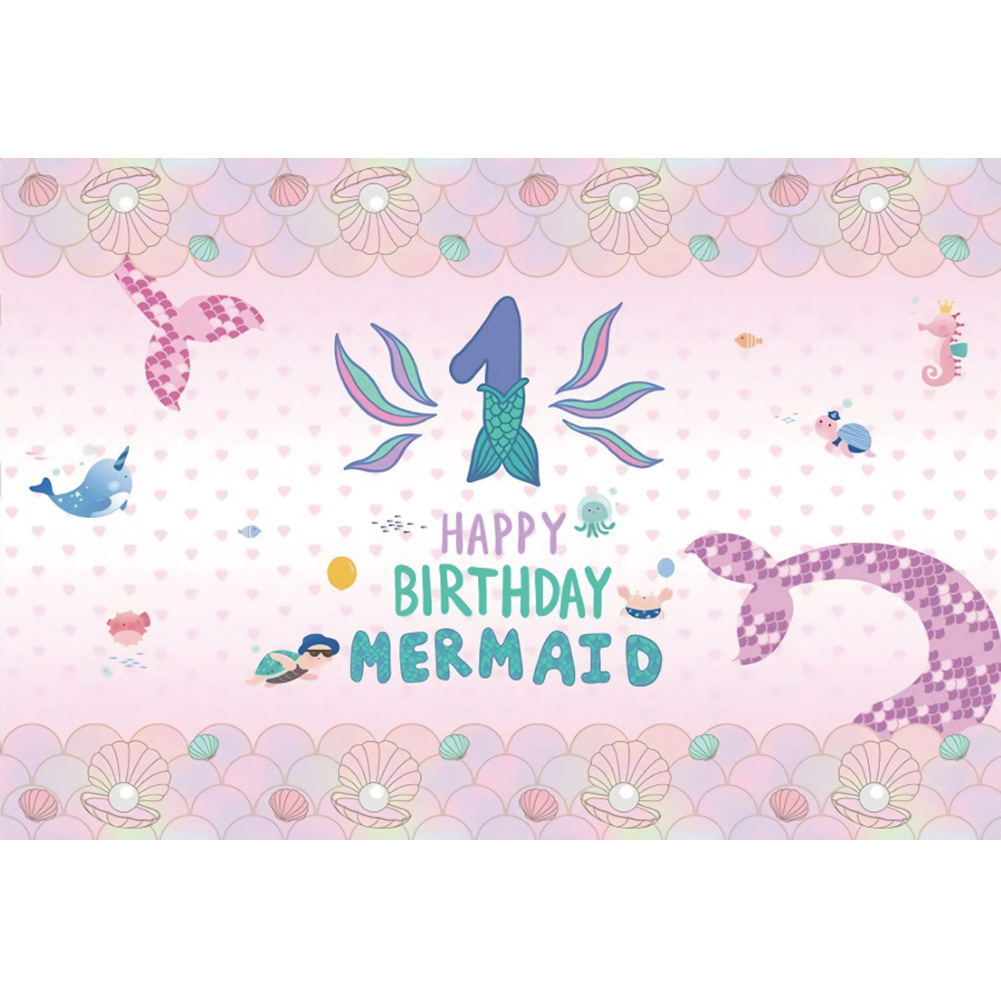 Baby Girl Happy Birthday Party Background Decoration Mermaid Theme Poster  Photography Backdrops | Shopee Singapore