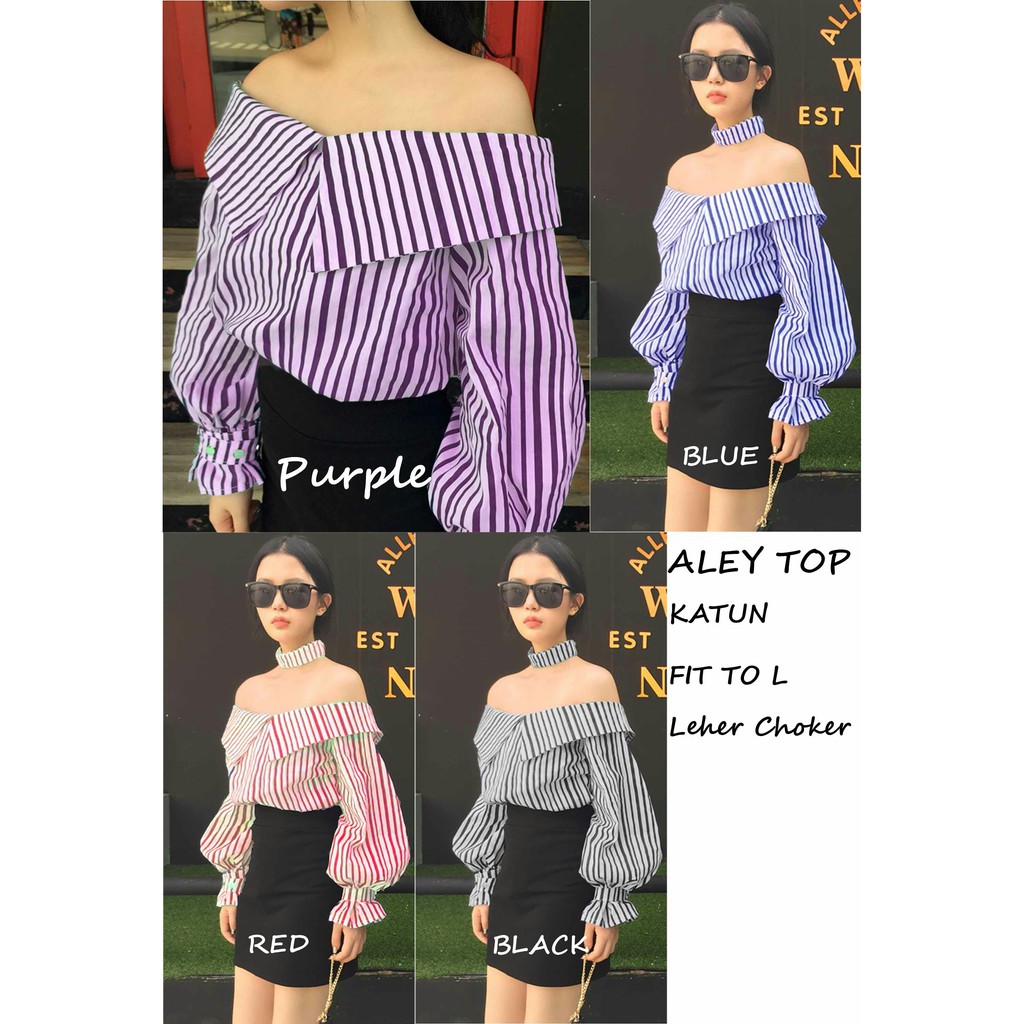 Aley Top Clothes Top Women Clothes Bluse Blouse Women Long Sleeve Purple Red Shopee Singapore