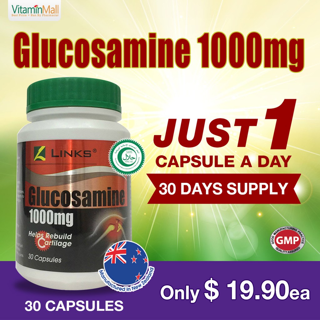 NZ Links Halal Glucosamine 1000mg 30 Capsules Glucosamine Joint