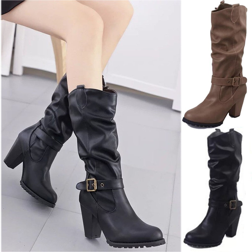 wide leg high heel boots