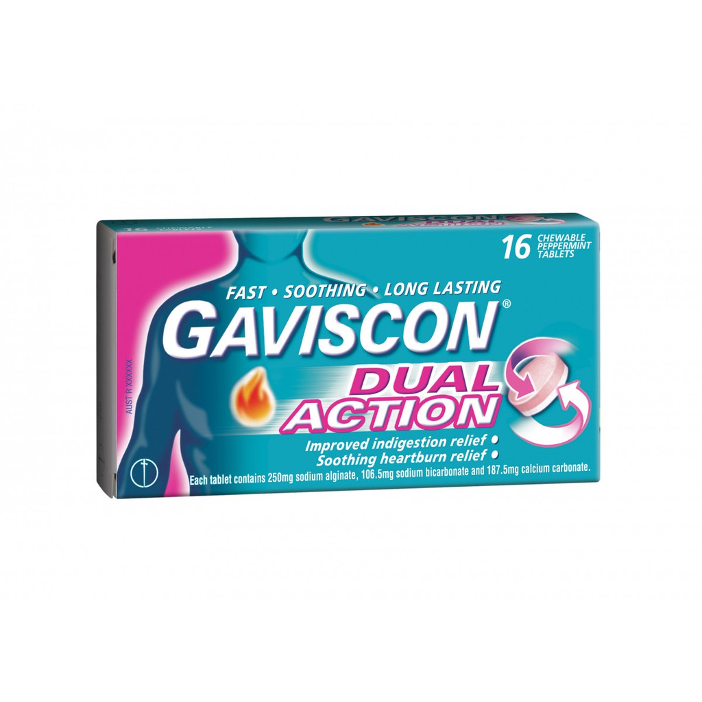 Gaviscon Double Action Chewable Tablets 250MG 16s For Heartburn and
