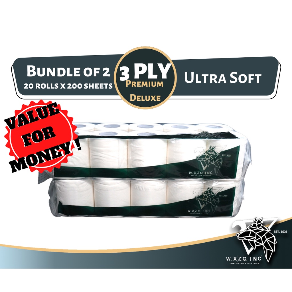 (Cheapest Bundle of 2!!!) W.xZQ Toilet Roll Premium Deluxe 3Ply