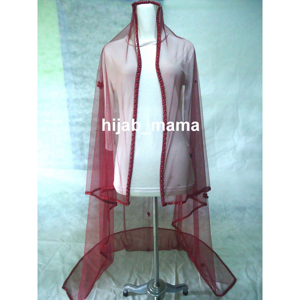 maroon wedding veil