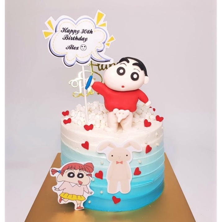 5inch Crayon Shin Chan La Bi Xiao Xin JJ Elephant Blue Ombre Themed Cake |  Shopee Singapore