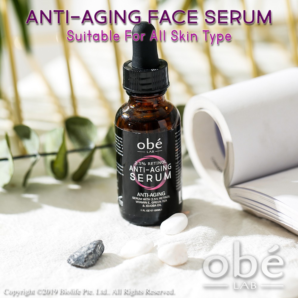 Obe Lab Anti Aging Serum For Wrinkles Fine Lines Contains Retinol Vitamin A E And Hyaluronic Acid Organic Green Tea Shopee Singapore