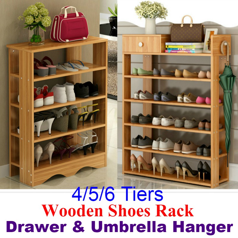 Wooden Shoe Rack With Without Drawer Shopee Singapore