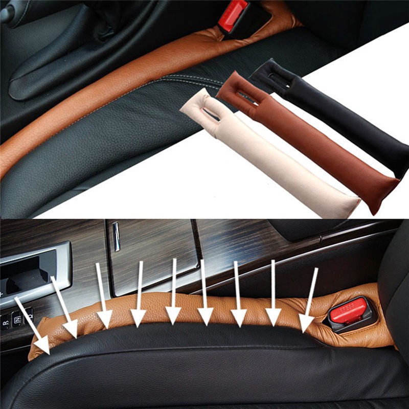Car Seat Gap Leakproof Filler Soft Pad Holster Blocker Leather Black Solid