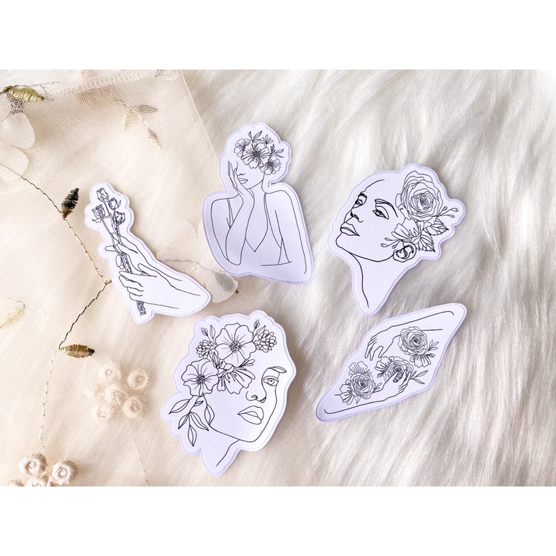 Line Art Portrait Waterproof Vinyl Stickers, line art stickers ...