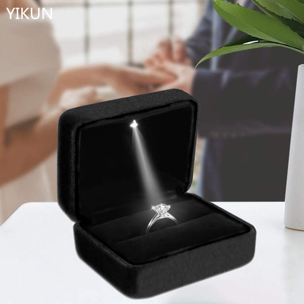 Novel Box SLIM LED Lighted Wedding Engagement Proposal Jewelry Ring Box