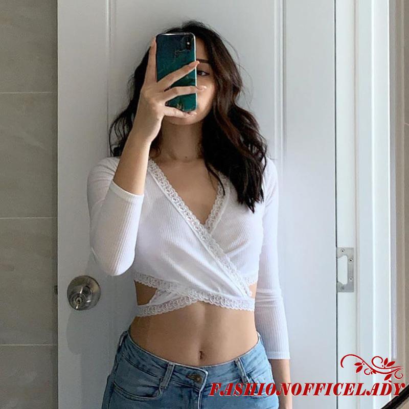 deep v neck lace top