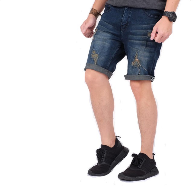 black jean shorts men's ripped