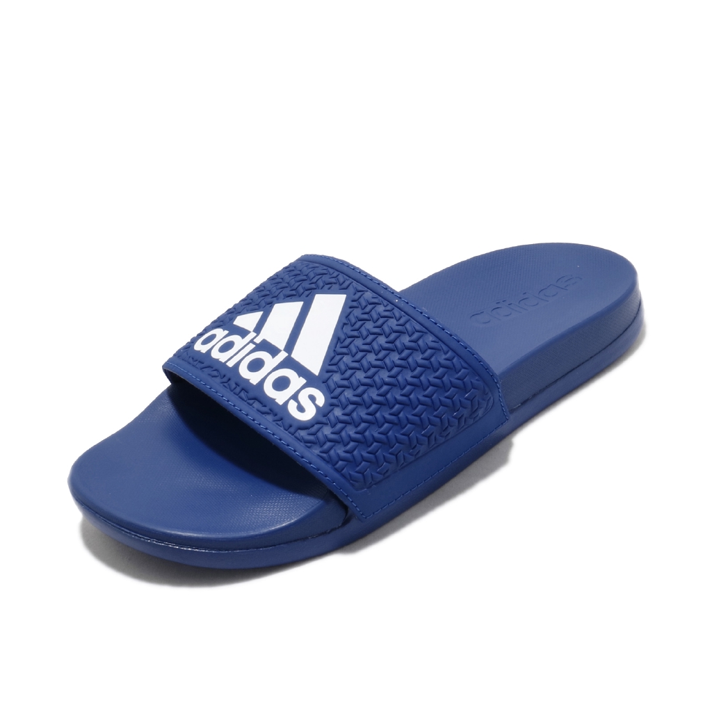 adidas slippers blue and white