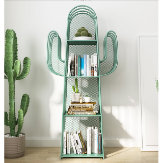 Bookshelf Storage Shelf Creative Cactus Display Rack Living Room Shelf Simple Storage Iron Shelf Cute Bay Window Partition Bookcase Shopee Singapore