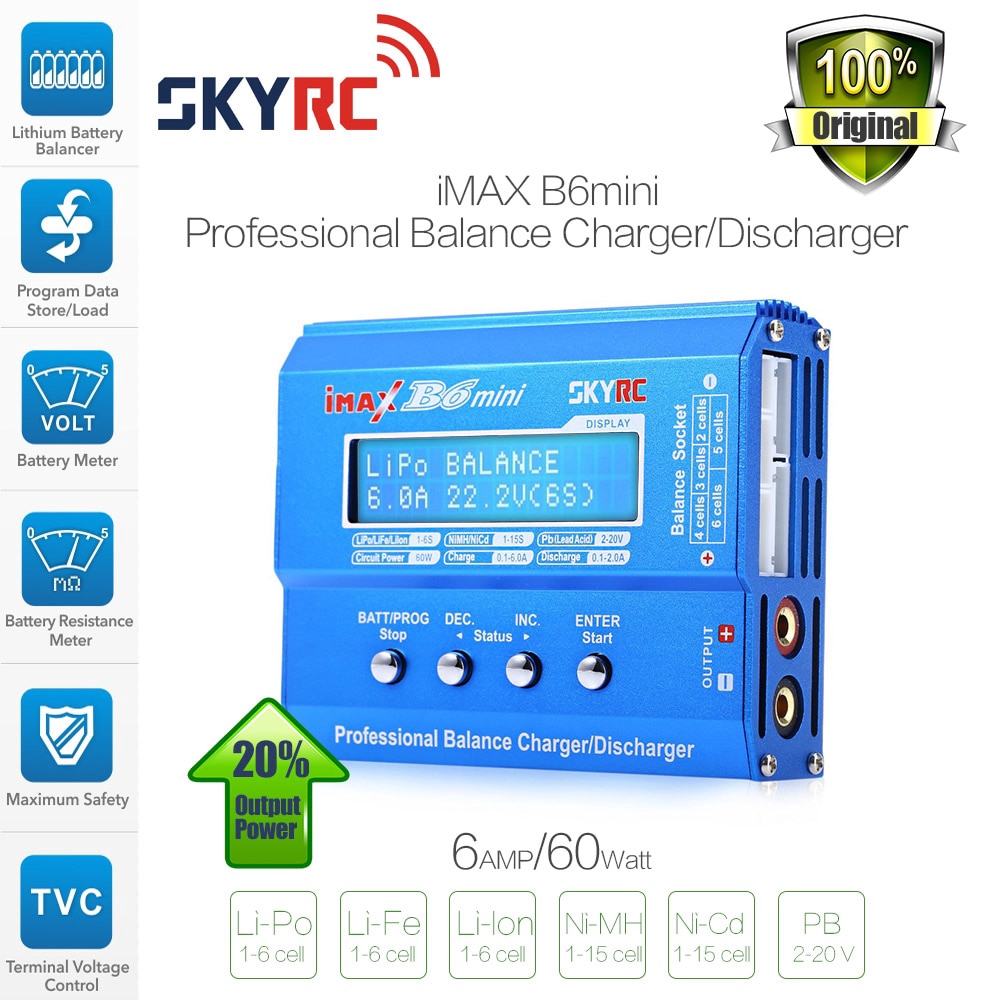 Skyrc Imax B6 Mini 60w Professional Lipo Balance Charger Discharger For Rc Battery Charging Re Peak Mode For Nimh Nicd Shopee Singapore