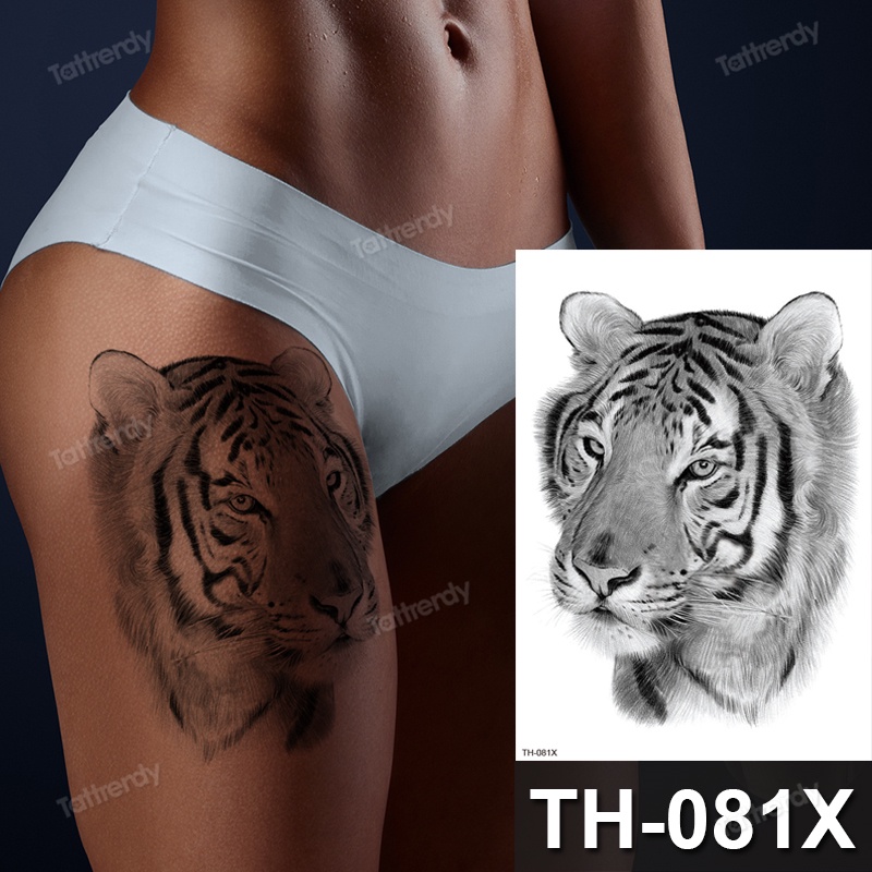 Temporary Tatoo Waterproof Animals Tiger Lion Wolf Tattoo Thigh Leg Arm Shoulder Tattoo Sleeve Big Body Art Sexy For Men Women Shopee Singapore